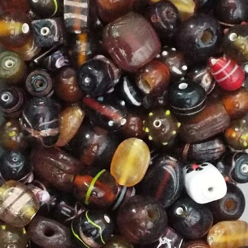 Large glass beads mixed - glass,