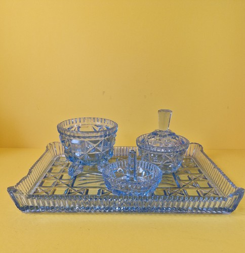 Vintage blue glass dressing - vintage,