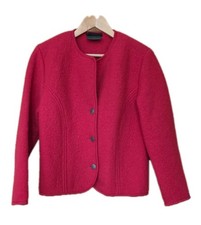 Rosevita Bles Vintage Boiled Pure Wool Jacket Women's Red UK•12 Button-Up Retro 