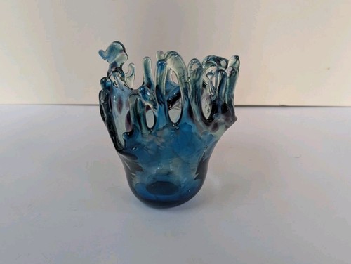 Blue hand blown art glass - hand,