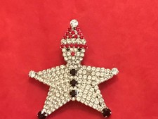 BUTLER & WILSON LARGE VINTAGE CRYSTAL SANTA STAR BROOCH