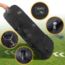 Portable Padded Golf Case Bag Holiday Flight Travel Golf Clubs Carrier w/ Wheels