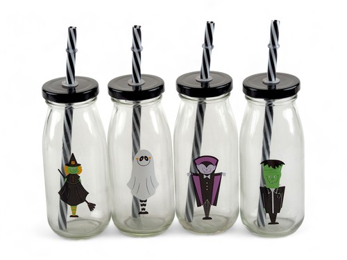 Halloween glass milk bottles - glass,