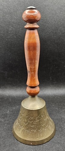 Wooden handled brass hand bell - handled,