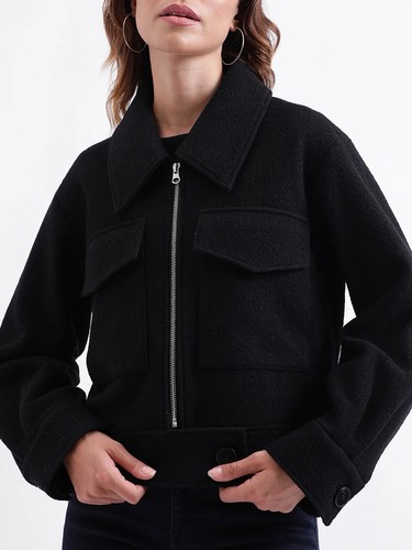Bershka black wool - black, boucle
