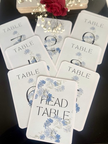 Pale blue floral wedding table - blue,