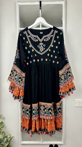 Embroidered cotton midi dress - embroidered,