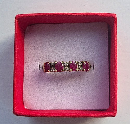 9ct yellow gold ruby diamond - &,