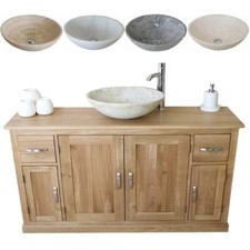 Bathroom Vanity Unit Oak Cabinet Furniture Wash Stand & Marble Stone Basin 402