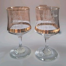 1981 Royal Wedding Commemorative Glass Wine Goblets Charles & Diana