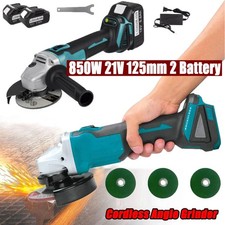 21V 125mm Brushless Cordless Angle Grinder Cutter 2 Battery Charger Disc Kit HOT