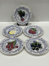 Gien Oiseau Bleu France Plates 5 Hand Painted Canape Salad Dessert 6.5” HTF