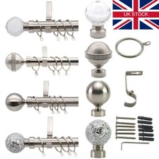 Extendable Metal Curtain Pole 28mm Plain Ball With Finials Rings Rod Fittings