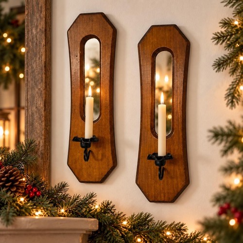Vintage wood mirror candle - vintage,