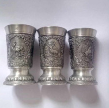 Animal Deer German Pewter Goblet 95% Zinn Wine Cup 63mm High 6pcs set