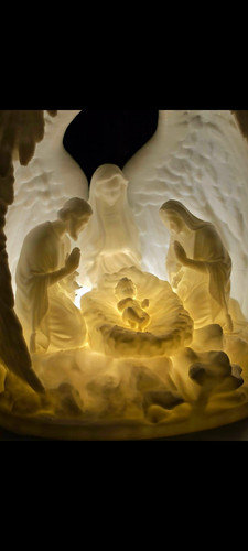Illuminated white nativity - illuminated,