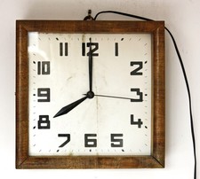 Vintage 36cm Wooden Wall Clock - Electric Retro Mid Century Style Industrial