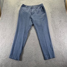Zara Chino Pants Mens 32x30 Blue Polyester Viscose Stretch Slim Tapered Fit