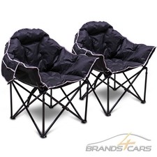 ENVA 2x PREMIUM CAMPING CHAIR PADDED NYLON MOONCHAIR FOLDING BLACK