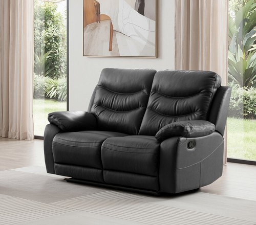 Black italian leather seater - leather,