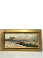 Antique Oil Painting - Snowy