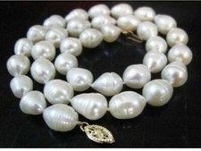 11-13MM NATURAL Akoya WHITE SOUTH SEA BAROQUE PEARL NECKLACE 18" 14k p
