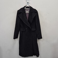 MaxMara Soft Wool Double Breast Black Winter City Overcoat Coat Size Uk 8