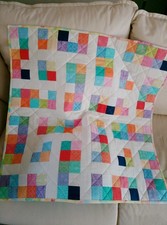 New Handmade Patchwork Quilt (Rainbow Sherbet Square) 34 inches square UK
