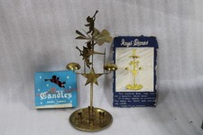 Vintage RARE Chimes Carousel Candle Spinning Festive Brass Bells Christmas Angel