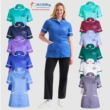 Embroidered Ladies Premium Tunic Custom Text Or Logo Nurse Uniform Hospital Top