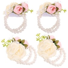  4 Pcs Wrist Flower Bracelet Bride Wedding Corsage Bridesmaid Flowers