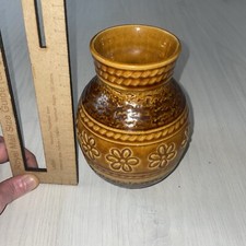 Bay West German Vintage Pottery Vase Flower Design 10" 660 17
