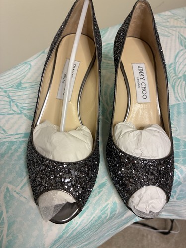 Jimmy choo black glitter peep - jimmy,