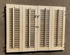 Vintage pair Louver Shutters 21.5 Tall x 27.75 Wide Wood Interior  VTG Farmhouse