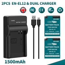 2Pcs EN-EL12 Battery + Charger