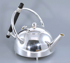 SILVER PLATE CHRISTOPHER DRESSER ART DECO DESIGN ROUND TEA POT