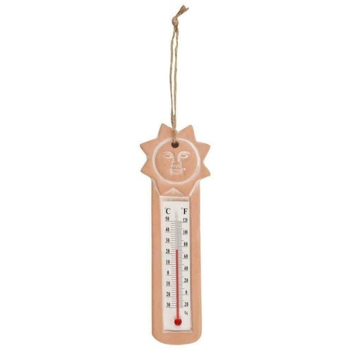 Terracotta garden thermometer - terracotta,
