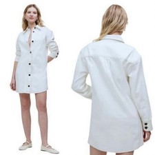 madewell denim oversized mini shirtdress tile white np203 women x-small xs
