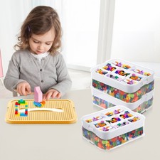 Storage Boxes for Lego 3-Tier Stackable with Lids & Adjustable Compartments