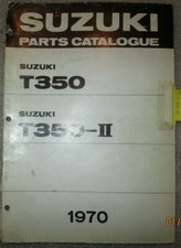 1970 Suzuki Model T350 & T350-II Motorcycle Parts Catalog Book Manual Original