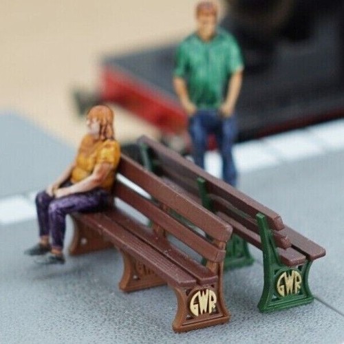 Model railway station bench - model,