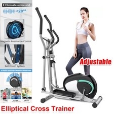 Elliptical Cross Trainer Adjustable Transport Wheels Home Cardio Fitness Gym