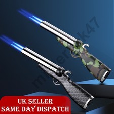 Lighter Jet Flame Butane Cigarette Double Shot Gun/Pistol Cigar Rifle Barrel BBQ