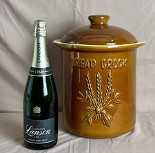 Vintage Large Ceramic Rayware Brown Bread Crock