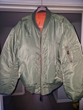 1990s MA1 FLIGHT JACKET GREEN/ORANGE Size XL Flight Jacket