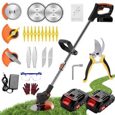 Cordless Garden Strimmer Blades Grass Trimmer 90° Head 2 X 2.0Ah Batteries Set