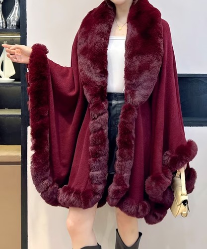 Women elegant faux fur cape - women's,