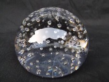 Murano Glass Large Sized Paperweight Oval Round Clear Controlled Bubbles NA92