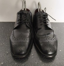 Sanders Diplomat Brogue Black Full Leather Wingtip Shoe Size 7.5 G