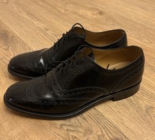 Loake L1 Mens Black Leather Brogue Dress Shoes Size UK 8